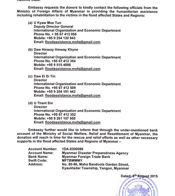 Requesting for the natural disaster in Myanmar